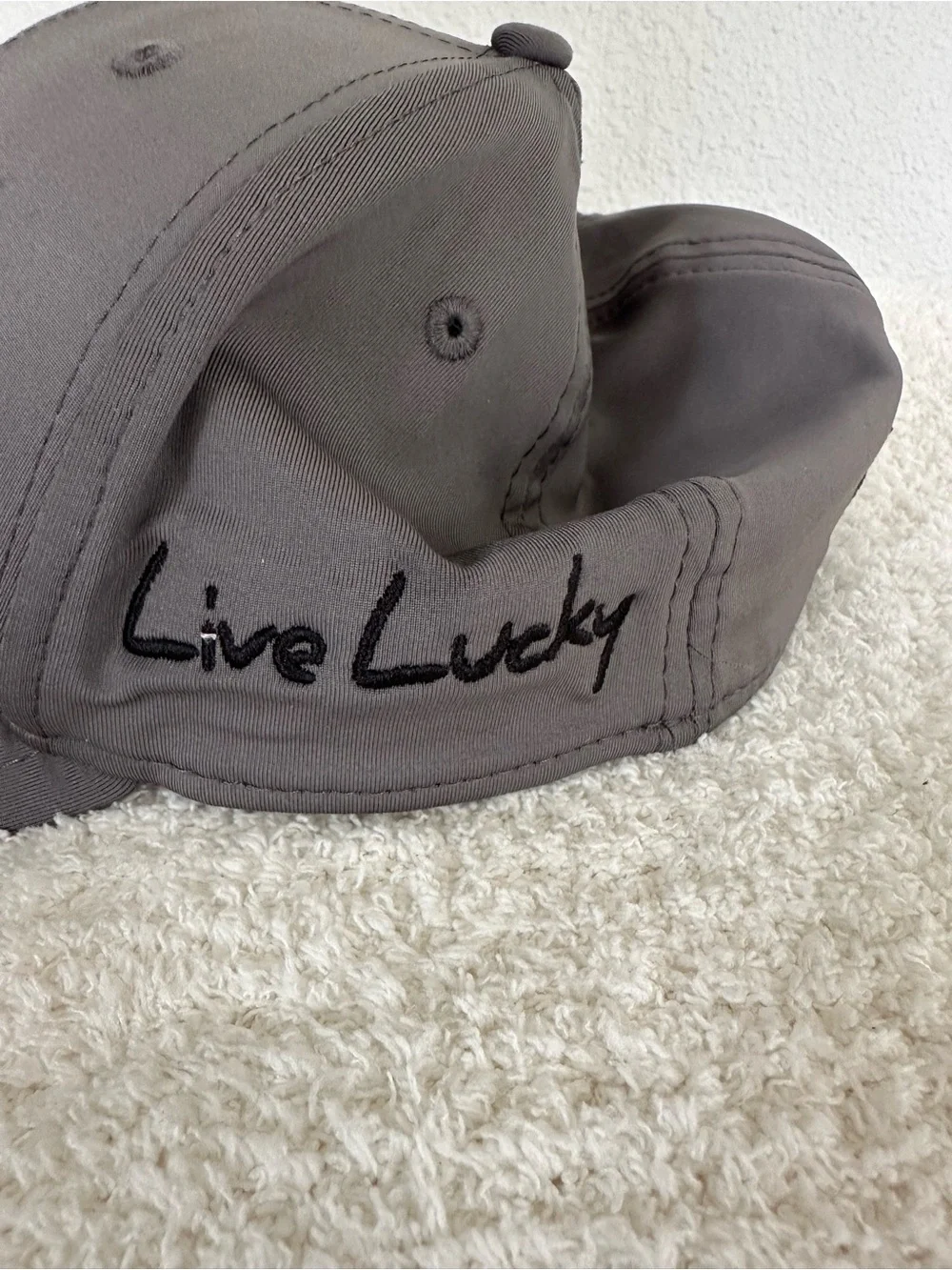 Women's Gray Baseball Cap with Black Four-Leaf Clover Accent